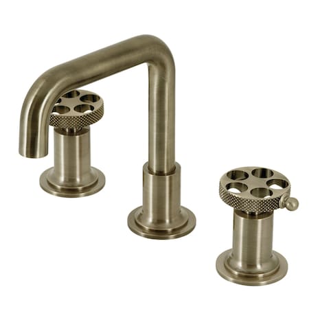 Kingston Brass KS142RKXAB Widespread Bathroom Faucet with Push Pop-Up, Antique Brass KS142RKXAB